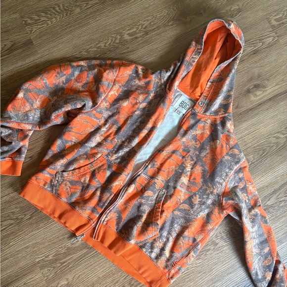 BDG Orange Camo Zip Up Hoodie - Picture 2 of 4
